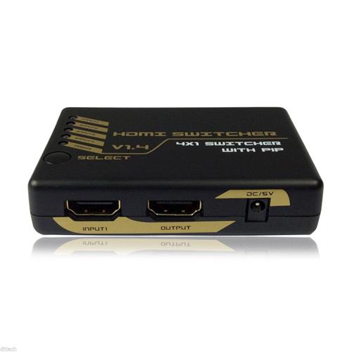 Sélecteur HDMI 4x1 + télécommande 1080p v1.4 3D 4Kx2K avec PIP - Simple Boutique