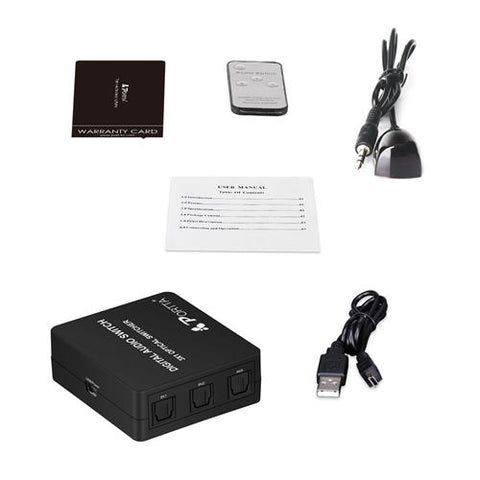 Sélecteur Pour Câbles Audio Numérique Toslink Fibre Optique 3 Entrée À 1 Sorties Amplifié Par USB