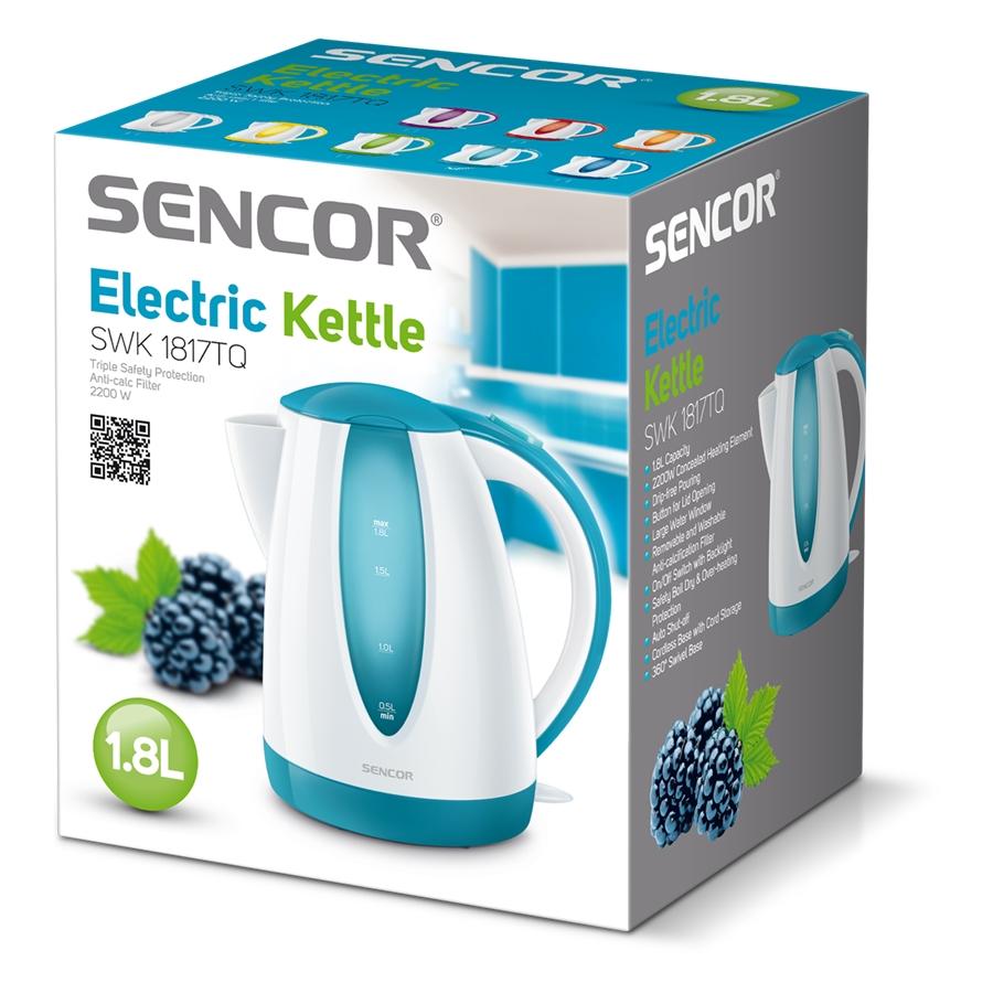 Sencor - Bouilloire Électrique avec Filtre Amovible, Capacité de 1.8 Litres, 1200W, Turquoise - Simple Boutique