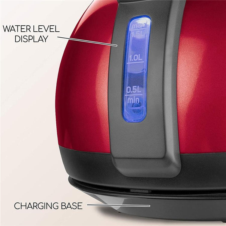 Sencor - Bouilloire Électrique avec Réglage de la Température et Affichage LED, Capacité de 1.5L, 1500W, Rouge Métallique - Simple Boutique