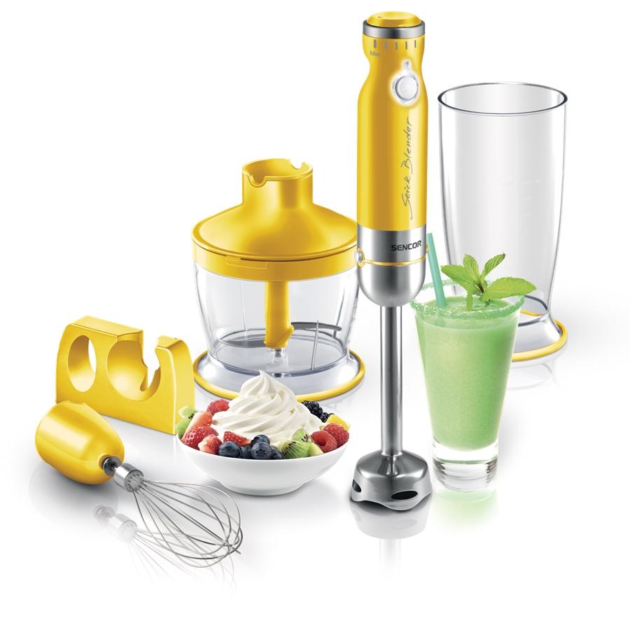 Sencor - Ensemble de Mélangeur à Main avec Hachoir et Fouet, Vitesse Variable, 350W, Jaune - Simple Boutique