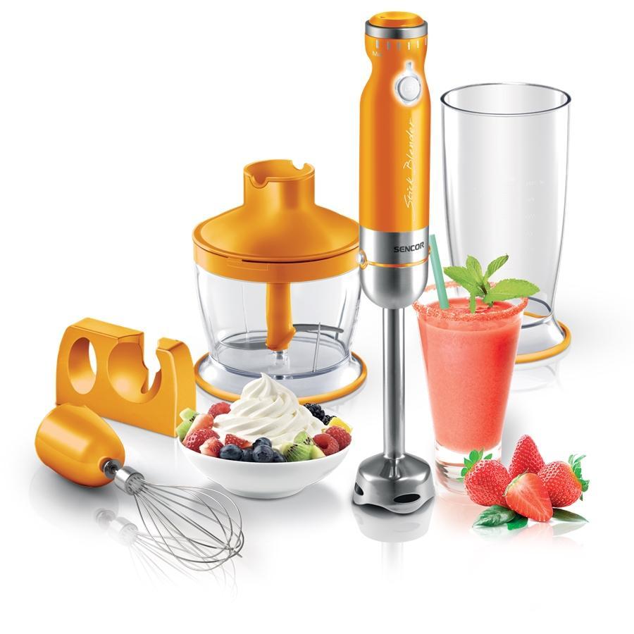 Sencor - Ensemble de Mélangeur à Main avec Hachoir et Fouet, Vitesse Variable, 350W, Orange - Simple Boutique