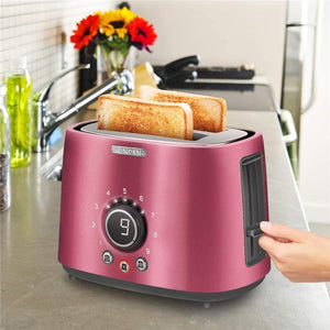 Sencor - Grille-Pain à 2 Tranches avec 9 Niveaux d'intensité et Minuterie, 800W, Rouge Métallique - Simple Boutique