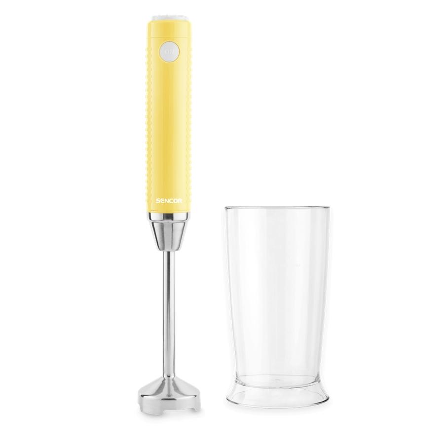 Sencor - Mélangeur à Main Mince avec Contrôle de Vitesse Variable, 150W, Comprend un Gobelet de 17oz, Jaune - Simple Boutique