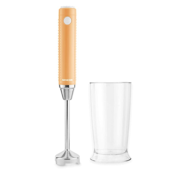 Sencor - Mélangeur à Main Mince avec Contrôle de Vitesse Variable, 150W, Comprend un Gobelet de 17oz, Orange - Simple Boutique