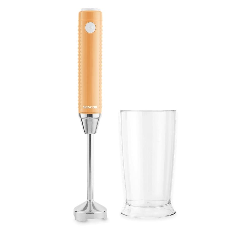 Sencor - Mélangeur à Main Mince avec Contrôle de Vitesse Variable, 150W, Comprend un Gobelet de 17oz, Orange - Simple Boutique