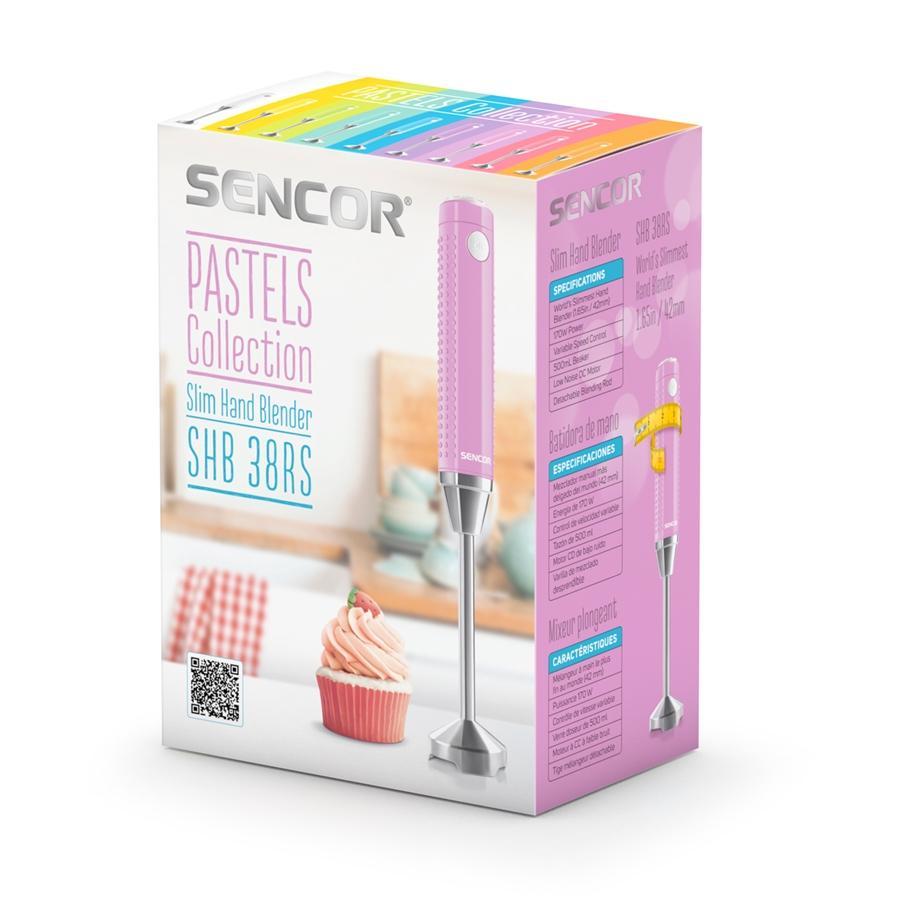 Sencor - Mélangeur à Main Mince avec Contrôle de Vitesse Variable, 150W, Comprend un Gobelet de 17oz, Rose - Simple Boutique