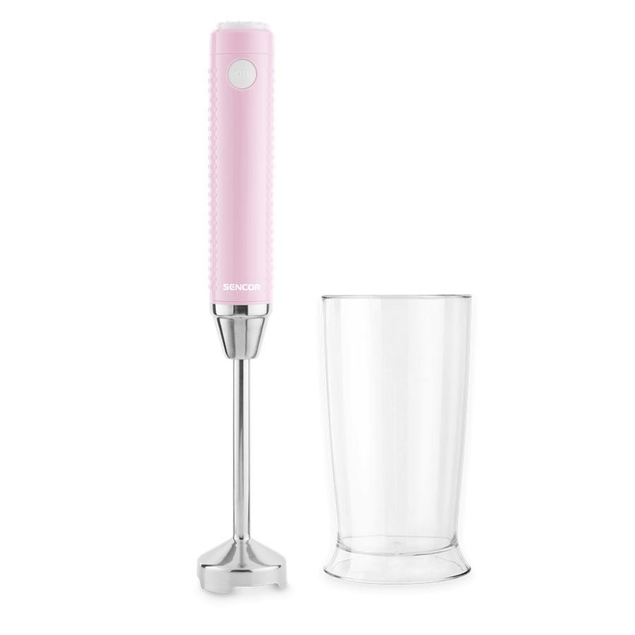 Sencor - Mélangeur à Main Mince avec Contrôle de Vitesse Variable, 150W, Comprend un Gobelet de 17oz, Rose - Simple Boutique