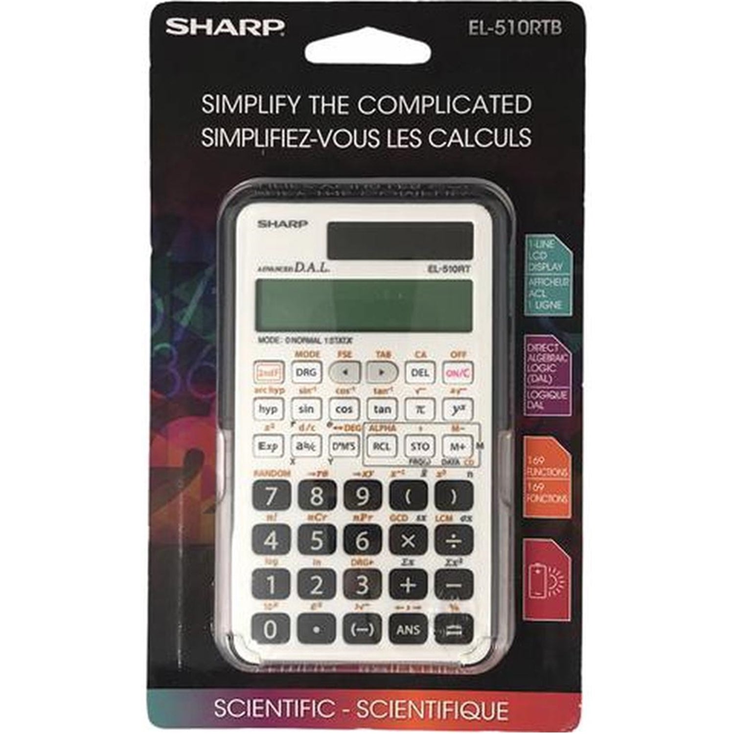 Sharp - Calculatrice Scientifique, 169 Fonctions avec Étui Rigide, Blanc - Simple Boutique