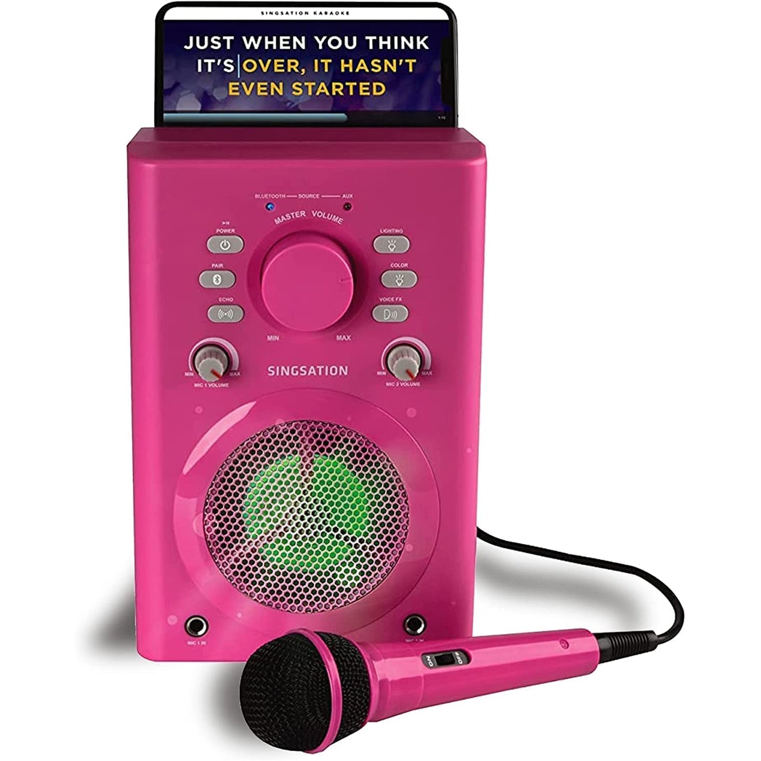 Singsation - Système de Karaoke Portable, Haut-Parleur Bluetooth, Microphone Inclus, Rose - Simple Boutique