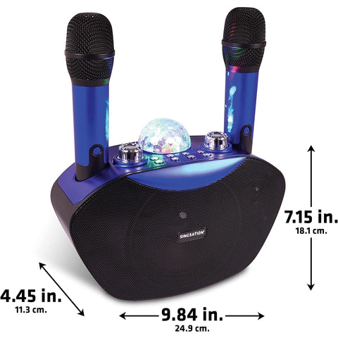 Singsation - Système de Karaoké Sans-Fil FreeStyle Bluetooth, 2 Microphone Sans-Fil Inclus, Bleu