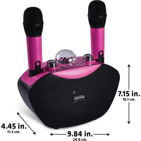 Singsation - Système de Karaoké Sans-Fil FreeStyle Bluetooth, 2 Microphone Sans-Fil Inclus, Rose