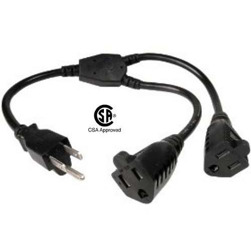 Splitter Y pour câble d'alimentation universel 14po 1M / 2F 16AWG - Simple Boutique