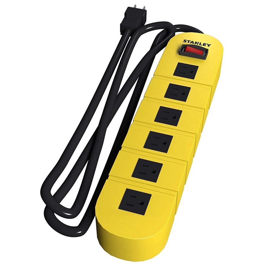 Stanley SHOPMAX MTL 31609 Barre d'Alimentation à 6 Prises, Protecteur de Surtension 1200J 14AWG Jaune - Simple Boutique