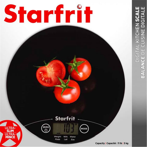 Starfrit - Balance de Cuisine Digitale, Capacité Maximum de 5kg, Plateforme en Verre, Noir
