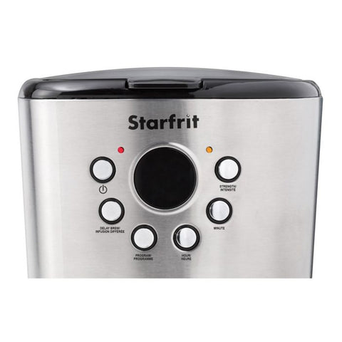 Starfrit - Cafetière Électrique Programmable, Capacité de 12 Tasses, 900 Watts, Acier Inoxydable