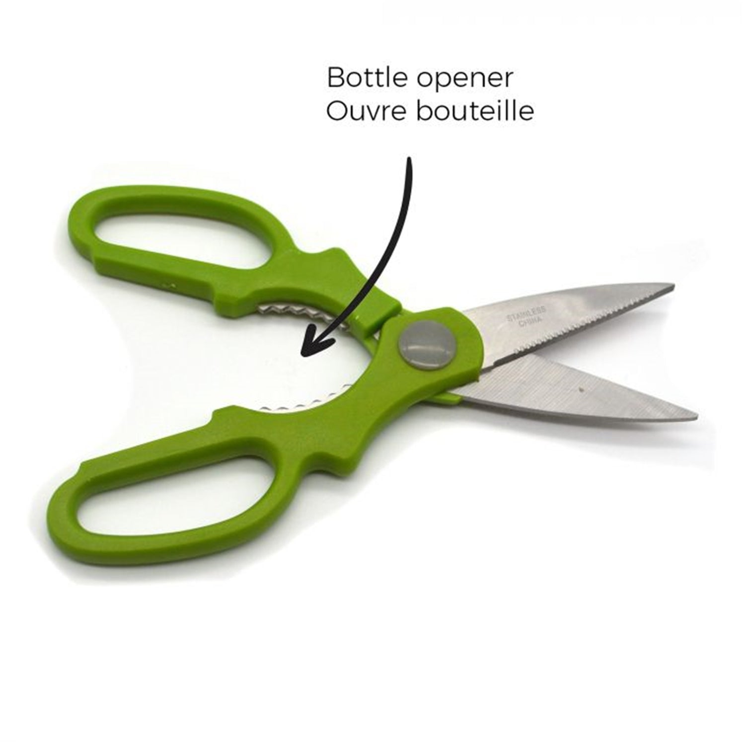 Starfrit - Ciseaux de Cuisine, Lame en Acier Inoxydable, Craque noix intégré, Vert - Simple Boutique