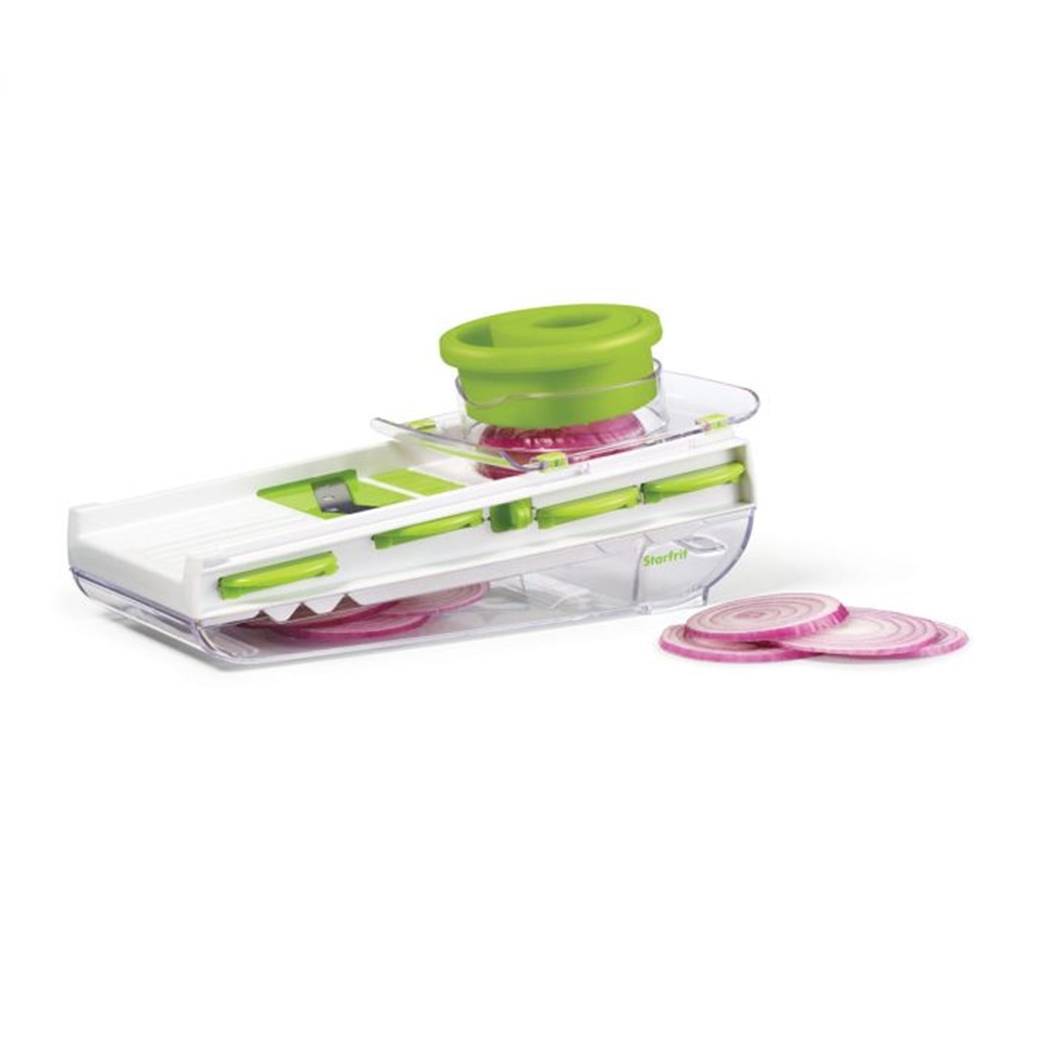 Starfrit - Easy Mandoline avec Lames et Poussoir de Sécurité, Vert - Simple Boutique