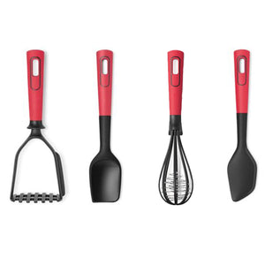 Starfrit - Ensemble 4 Morceaux d'Ustensil de Cuisine, Résiste à la Chaleur, Rouge - Simple Boutique