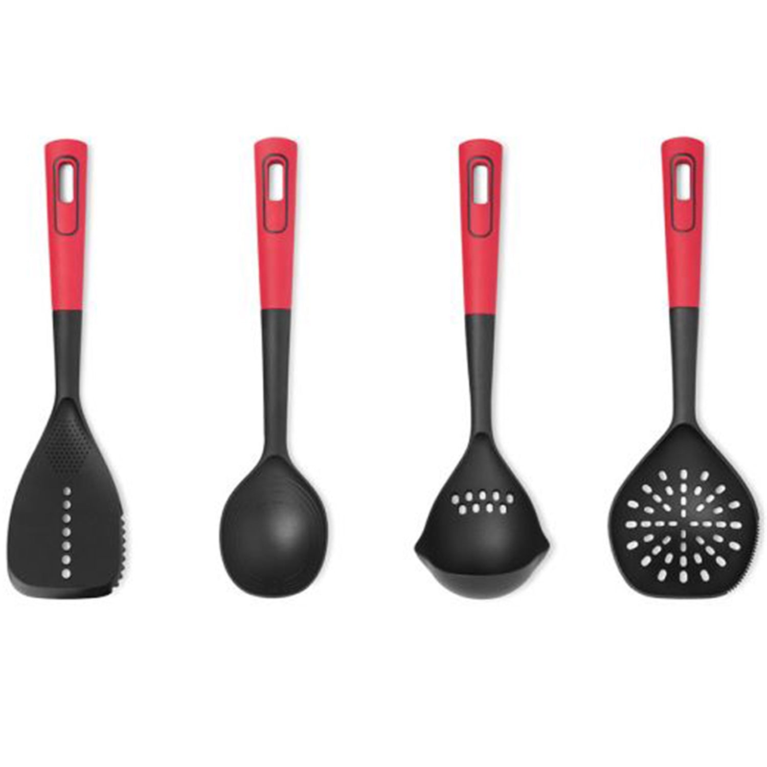 Starfrit - Ensemble 4 Morceaux d'Ustensil de Cuisine, Résiste à la Chaleur, Rouge - Simple Boutique