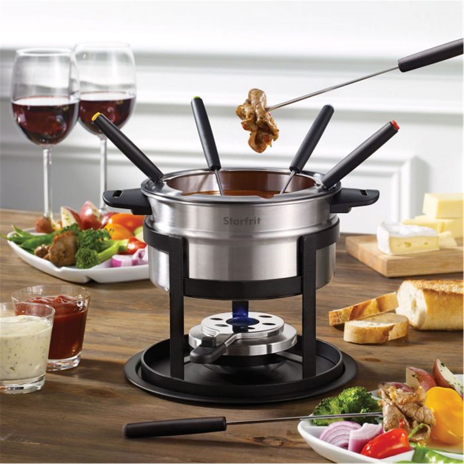 Starfrit - Ensemble à Fondue 3 en 1, Capacité de 1.6L, 12 Morceaux, Acier Inoxydable - Simple Boutique