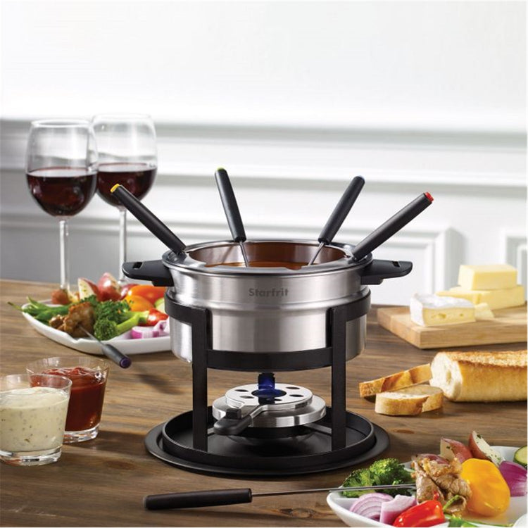 Starfrit - Ensemble à Fondue 3 en 1, Capacité de 1.6L, 12 Morceaux, Acier Inoxydable - Simple Boutique