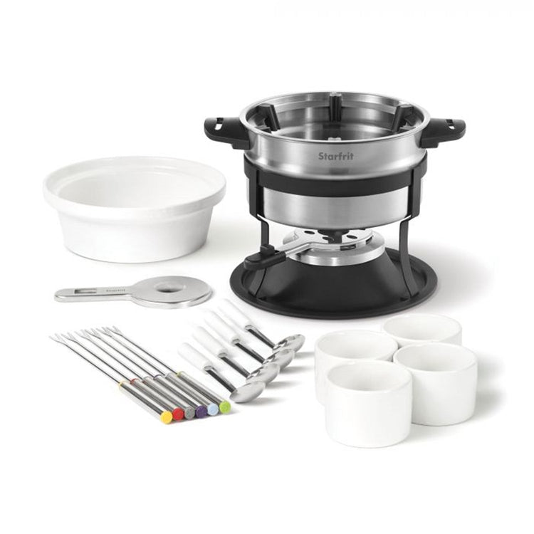 Starfrit - Ensemble à Fondue 3 en 1 avec Guide à Fourchette Magnétique, Capacité de 1.6 Litre, 19 Morceaux, Acier Inoxydable - Simple Boutique