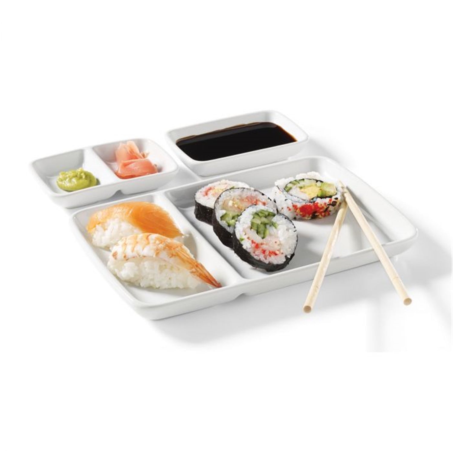 Starfrit - Ensemble d'assiettes à Fondue et Hors d'oeuvre 6 Morceaux, Fabriqué en Porcelaine, Blanc - Simple Boutique