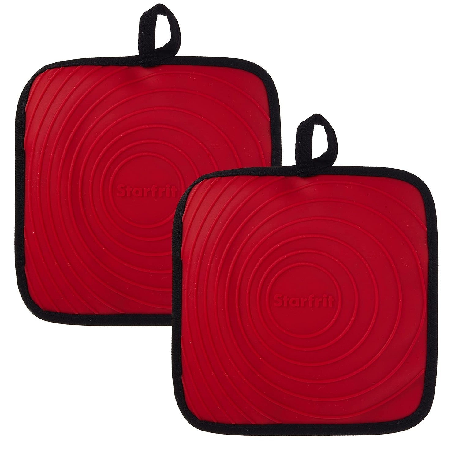 Starfrit - Ensemble de 2 Mitaines/Sous-Plat en Silicone, Résiste Jusqu'à 240 Degré Celcius, Étanche, Rouge - Simple Boutique