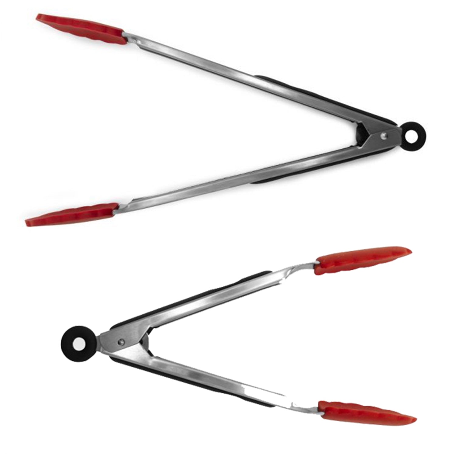 Starfrit - Ensemble de 2 Pinces en Silicone, Longeur de 9" et 12", Poignées en Acier Inoxydable, Rouge - Simple Boutique