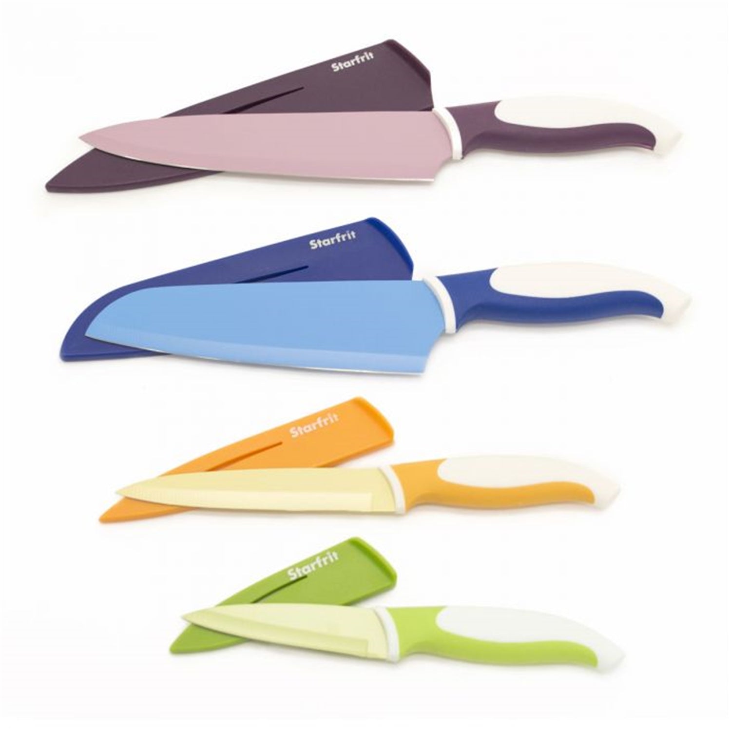 Starfrit - Ensemble de 4 Couteaux avec Manche Riveté, Étui avec Affûteur de Lame Intégré - Simple Boutique