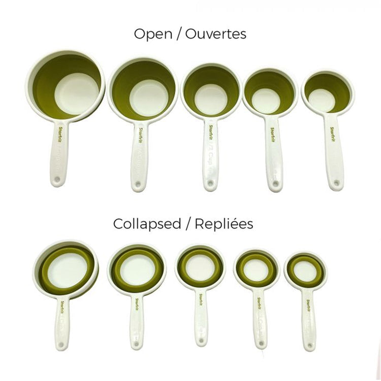 Starfrit - Ensemble de 5 Tasses à Mesurer Repliable, Lavable au Lave-Vaiselle, Vert - Simple Boutique