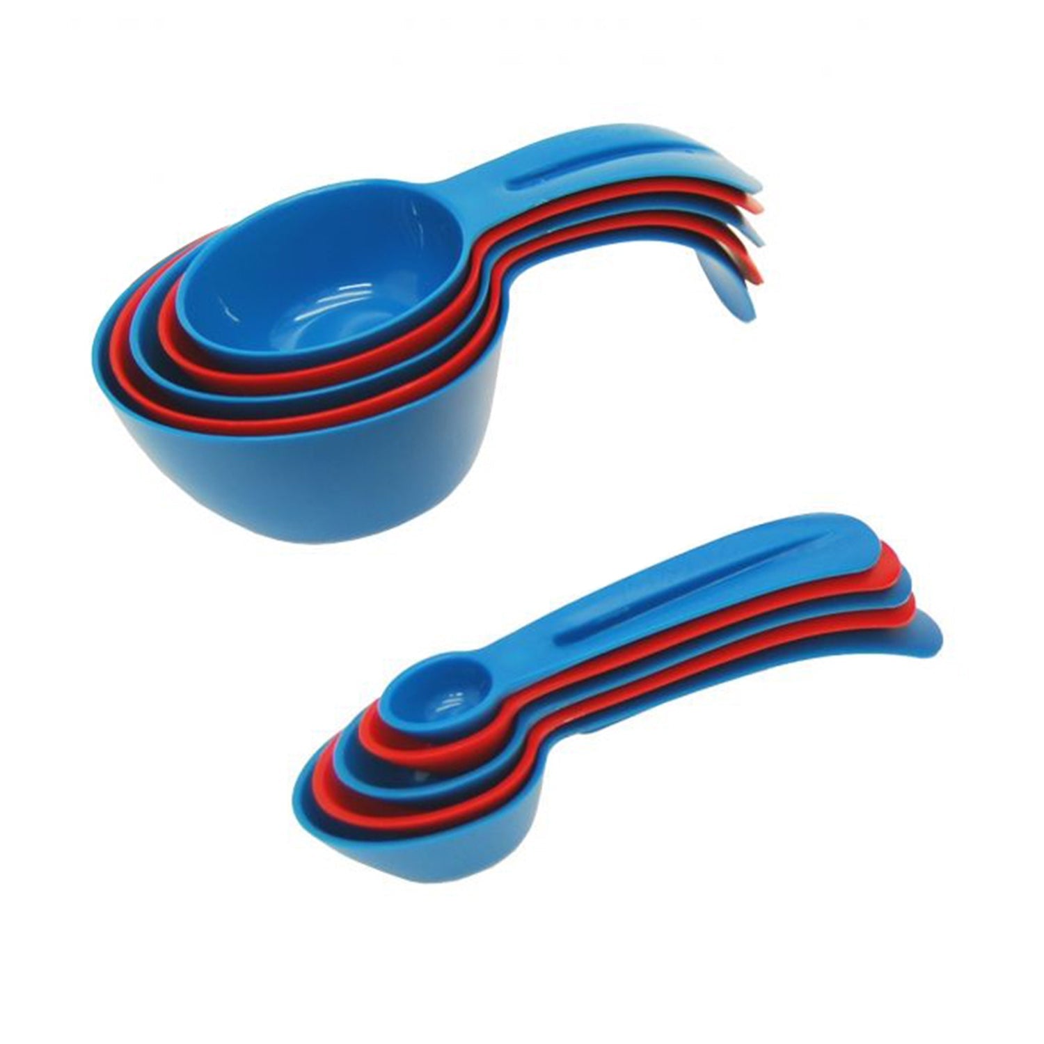 Starfrit - Ensemble de Tasses et de Cuillères à Mesurer Emboîtables, Bleu et Rouge - Simple Boutique