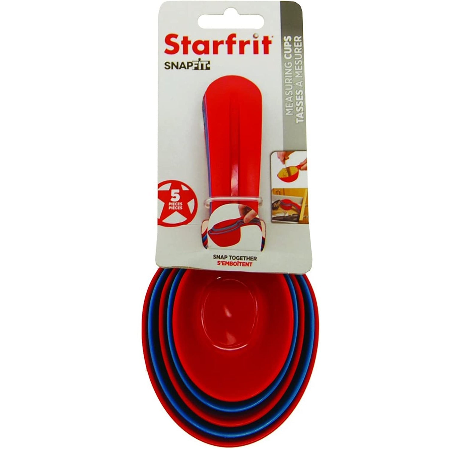Starfrit - Ensemble de Tasses et de Cuillères à Mesurer Emboîtables, Rouge et Bleu - Simple Boutique