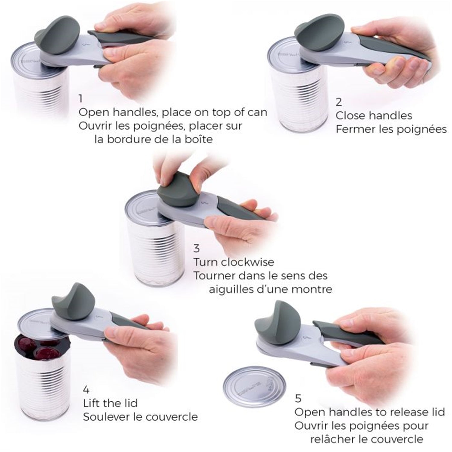 Starfrit - Ouvre-Boîte Manuel Mightican, Aucun Rebord Tranchant, Poigné Antidérapante, Rouge - Simple Boutique