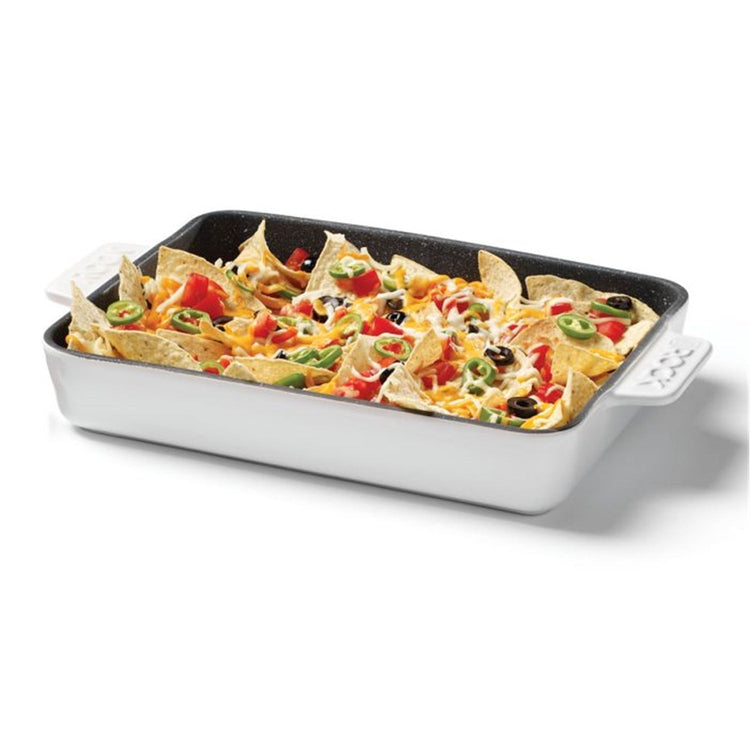 Starfrit - Plat de Cuisson en Céramique The Rock, 9.5" x 13", Surface Antiadhésive, Blanc - Simple Boutique