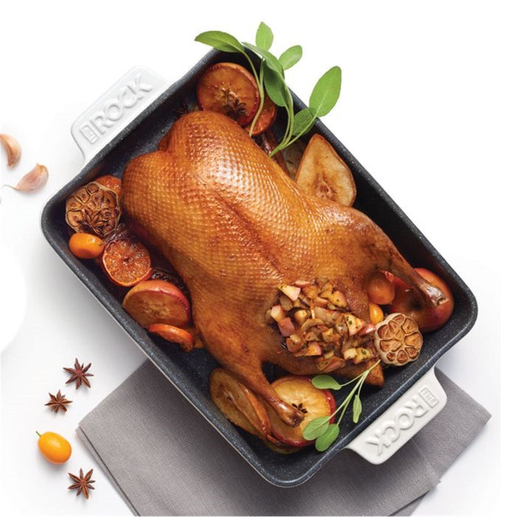 Starfrit - Plat de Cuisson en Céramique The Rock, 9.5" x 13", Surface Antiadhésive, Blanc - Simple Boutique