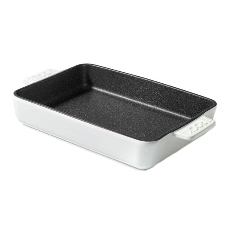 Starfrit - Plat de Cuisson en Céramique The Rock, 9.5" x 13", Surface Antiadhésive, Blanc - Simple Boutique
