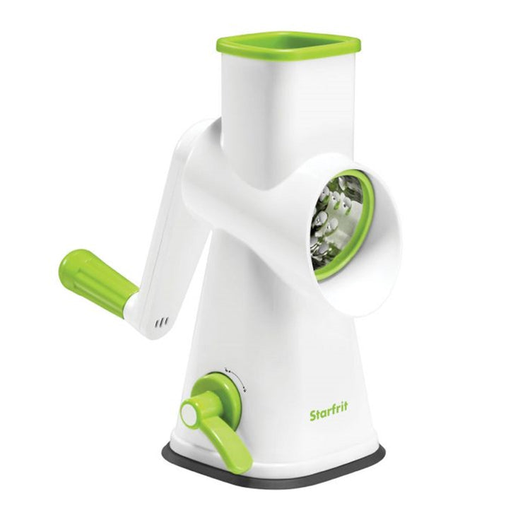 Starfrit - Râpe Rotative, 3 Barillets Interchangeables, Base à Ventouse, Vert - Simple Boutique