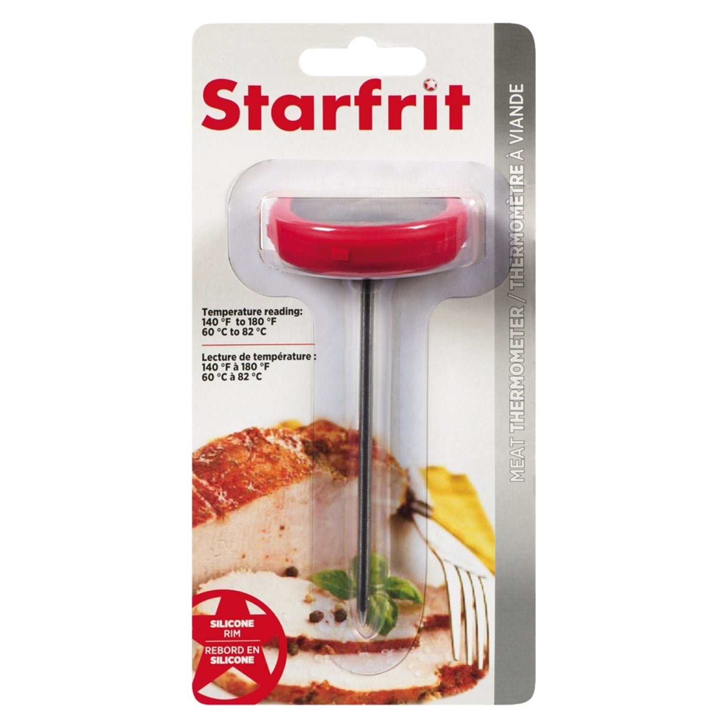 Starfrit - Thermomètre à Viande avec Guide de Température pour les Viandes, Rouge - Simple Boutique