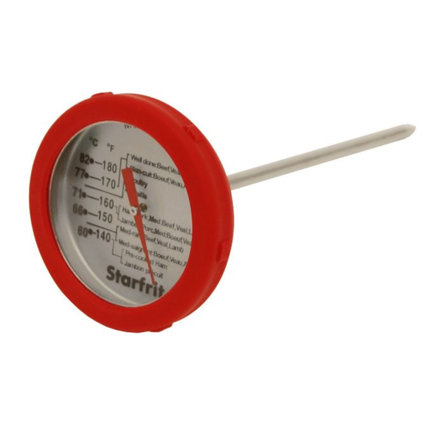 Starfrit - Thermomètre à Viande avec Guide de Température pour les Viandes, Rouge - Simple Boutique