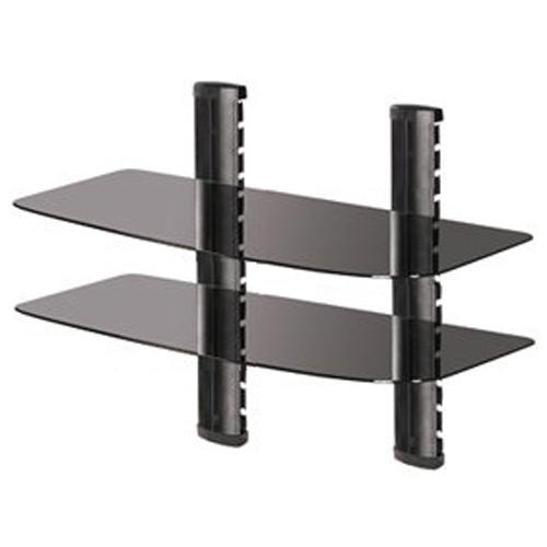 Support Mural 2 tablettes doubles en verre trempé noir ALX - Simple Boutique