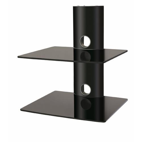 Support Mural 2 tablettes verre trempé noir et montant noir XL - Simple Boutique