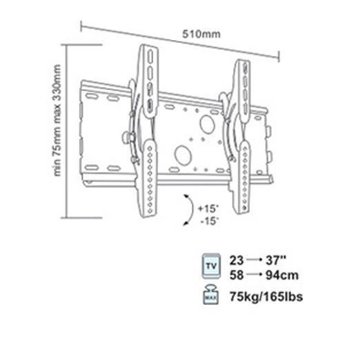 Support Mural Inclinable Universel HDTV LCD LED PLASMA 23"-37" N - Simple Boutique