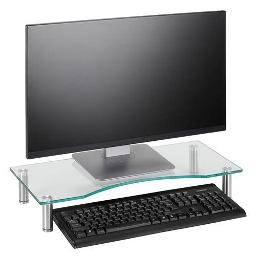 Support TV Ou Moniteur Tablette De Verre Multimedia Sur Meuble 56 X 24 Cm Clair - Simple Boutique