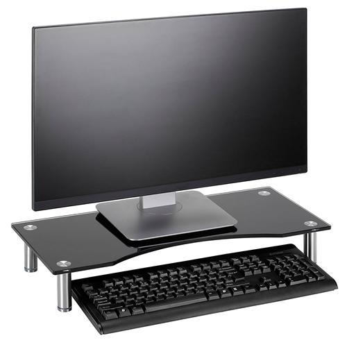 Support TV Ou Moniteur Tablette De Verre Multimedia Sur Meuble 56 X 24 Cm Noir ou Clair - Simple Boutique