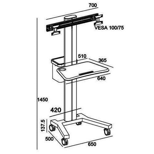 Support TV portatif sur roulettes 2 écrans LED PLASMA LCD 23"-30" & Support PC Noir - Simple Boutique