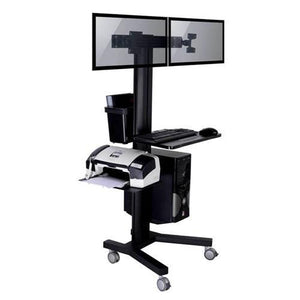 Support TV portatif sur roulettes 2 écrans LED PLASMA LCD 23"-30" & Support PC Noir - Simple Boutique