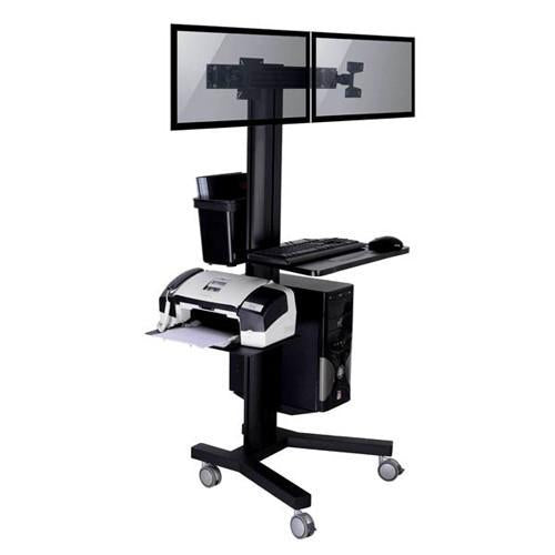 Support TV portatif sur roulettes 2 écrans LED PLASMA LCD 23"-30" & Support PC Noir - Simple Boutique