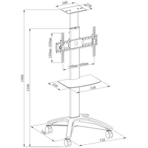 Support TV portatif sur roulettes LED PLASMA LCD 32-65 po ARGENT - Simple Boutique